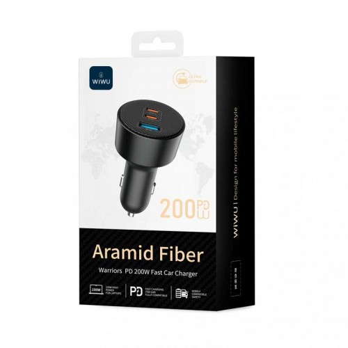 Автомобильное зарядное устройство 200W Wiwu Starship USB-A+2USB-C Fast Car Charger Wi-CC026