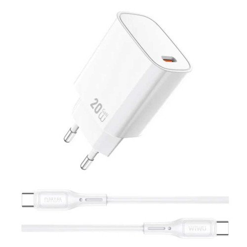 Зарядное устройство Wiwu 20W Essen GaN Fast Charger + Cable Combo USB-C to USB-C Wi-G007