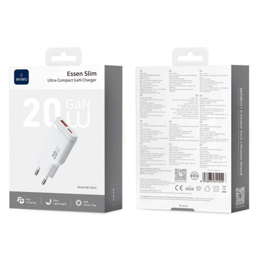 Зарядное устройство Wiwu 20W Essen Slim Ultra-Compact GaN Charger Wi-G032