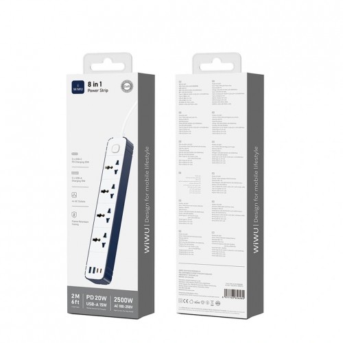 Удлинитель Wiwu 8 in 1 Power Strip 2C+2A+4AC Wi-S007