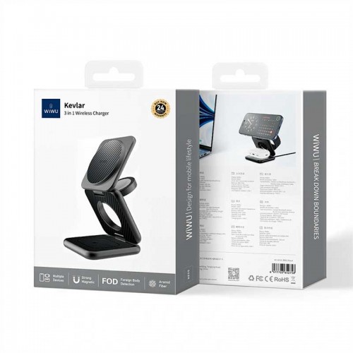 Беспроводное зарядное устройство Wiwu Kevlar 3 in 1 Wireless Charger Wi-W035