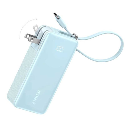 Внешний аккумулятор Anker Power Bank 10000мАч, 30W, Fusion Built-In Retractable USB-C Cable