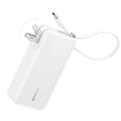 Внешний аккумулятор Anker Power Bank 10000мАч, 30W, Fusion Built-In Retractable USB-C Cable