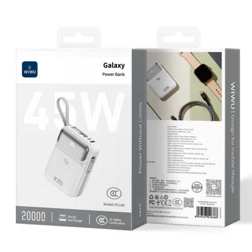 Внешний аккумулятор Wiwu 45W GALAXY Power Bank 20000mAh PC108 (3C)