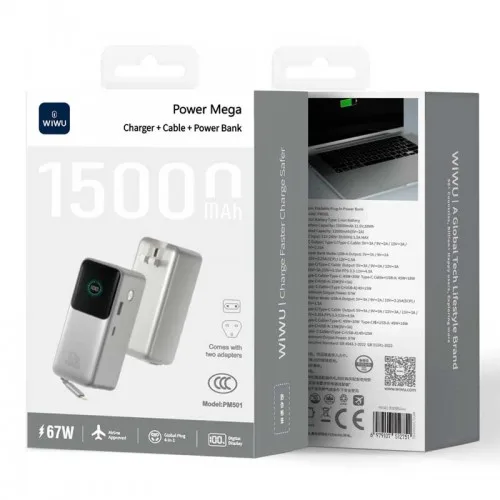 Внешний аккумулятор Wiwu(Повер банк) WiWU Power Mega Charger + Cable + Power Bank PM501 15000mAh