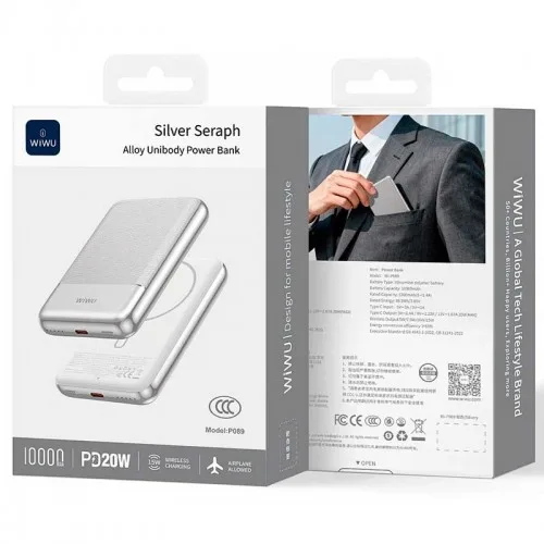 Внешний аккумулятор Wiwu Silver Seraph Alloy Unibody Power Bank 10000 mAh (Wi-P089)