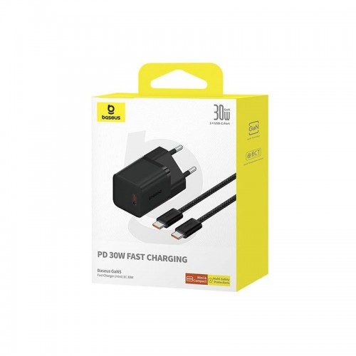 Блок питания Baseus GaN 5 Fast Charger (mini) 1C 30W EU (CCGAN30E5-M)